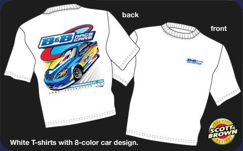 B & B White Racing T-Shirts